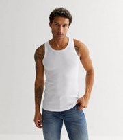 New Look White Ribbed Jersey Muscle Fit Vest